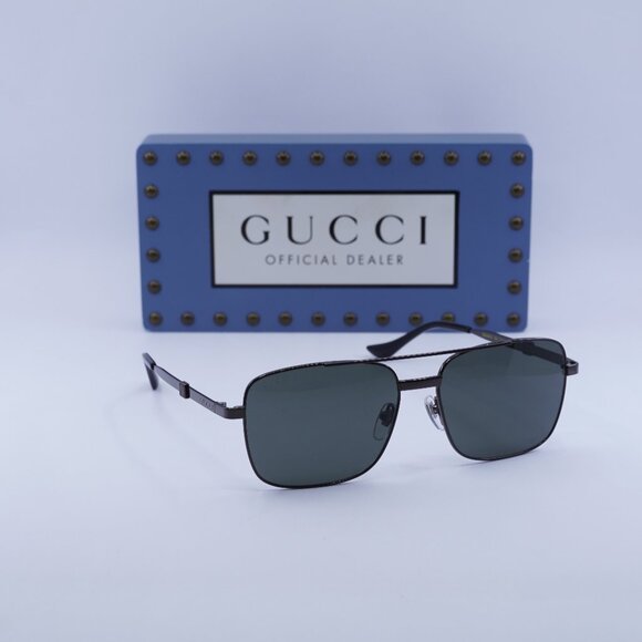 Gucci GG1441S 001 Square Sunglasses - Ruthenium/Grey - Picture 1 of 12